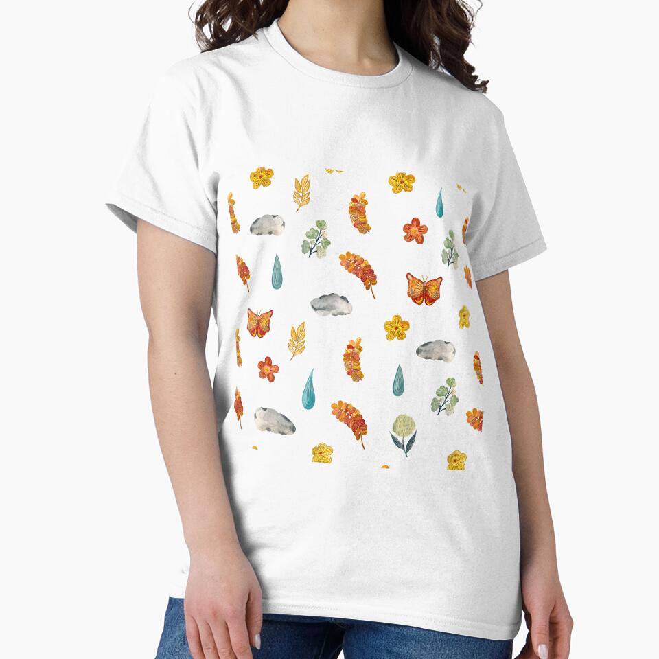 Flower butterfly drop cloud textured cute pattern by Yana Mustafina | Boho Soulful Designs T-Shirts, Hoodie,... (Image 2)