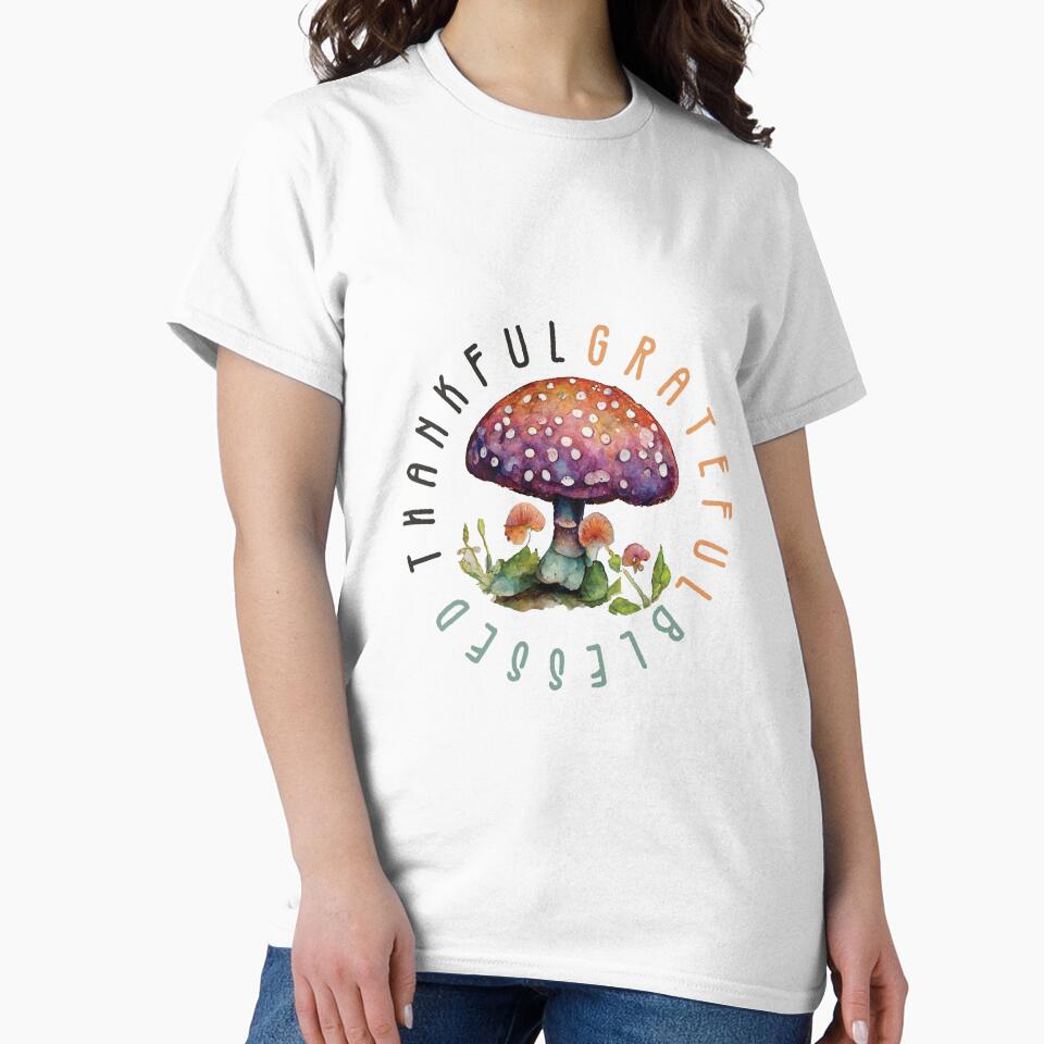 Thankful Grateful Blessed Cute Mushroom Graphics by QuanJewelry T-Shirts, Hoodie, Sweatshirt | BlankRebels.com (Image 2)