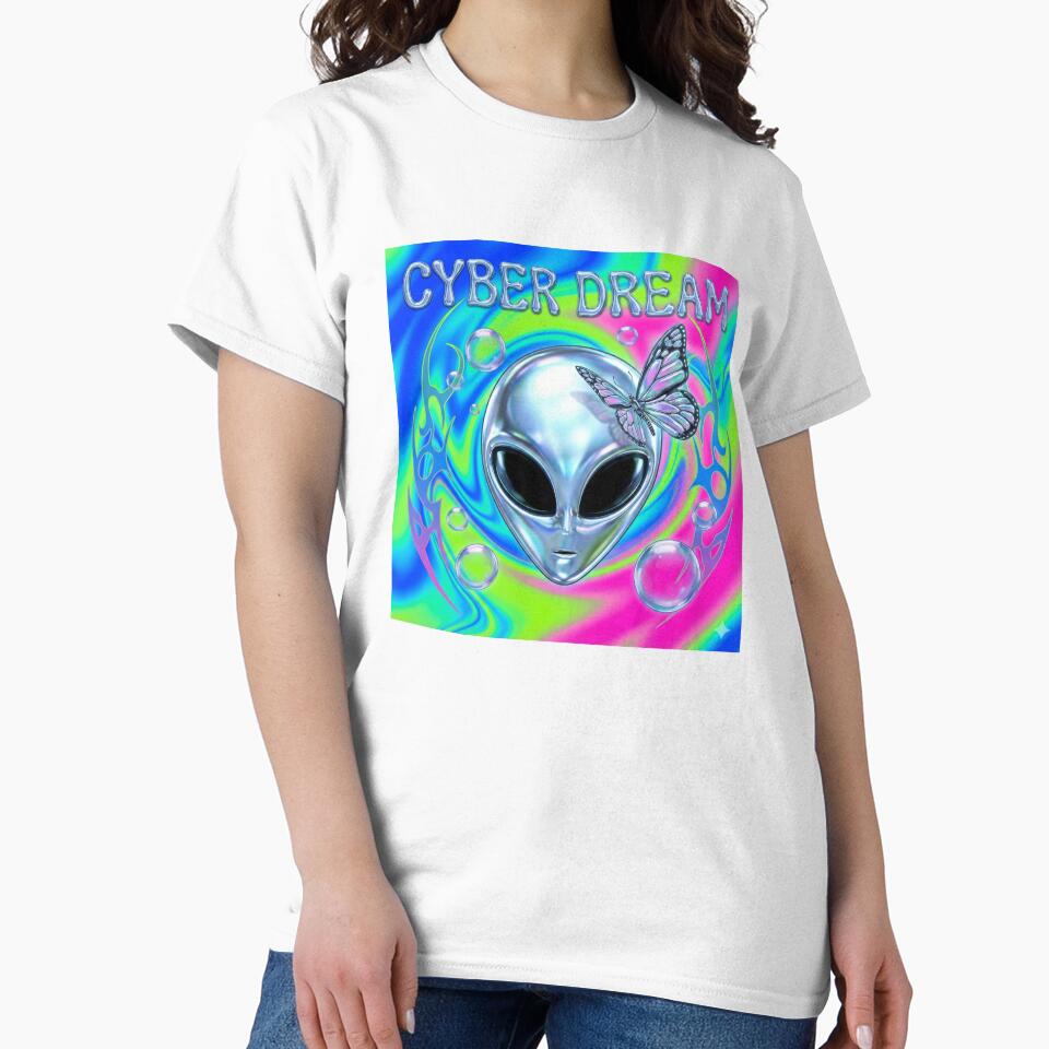 Y2K Aesthetic Chrome Alien and Butterfly by Ink-Irony T-Shirts, Hoodie, Sweatshirt | BlankRebels.com (Image 2)