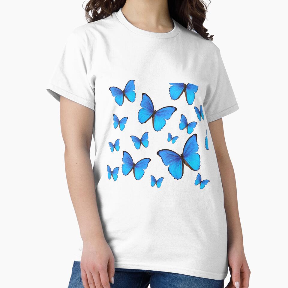 VSCO Butterfly print Blue by Babiola T-Shirts, Hoodie, Sweatshirt | BlankRebels.com (Image 2)
