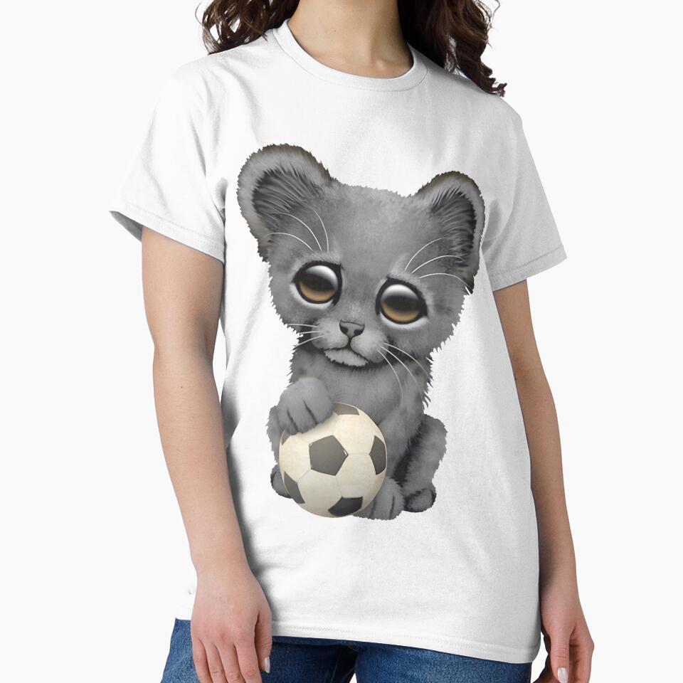 Cute Black Panther Cub With Soccer Ball, Merch By Amazon, Redbubble, Teepublic, Limited Edition, Pe by CamAkimBlake