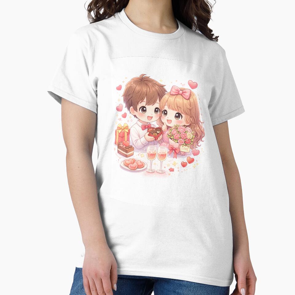 Kawaii Valentine Couple – Sweet Love Date by kimkosovo T-Shirts, Hoodie, Sweatshirt | BlankRebels.com (Image 2)