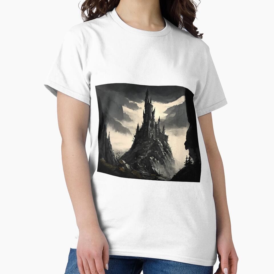 Dark Fortress at Dusk | Fantasy Art Print | Gothic T-Shirt by DaydreamDepot