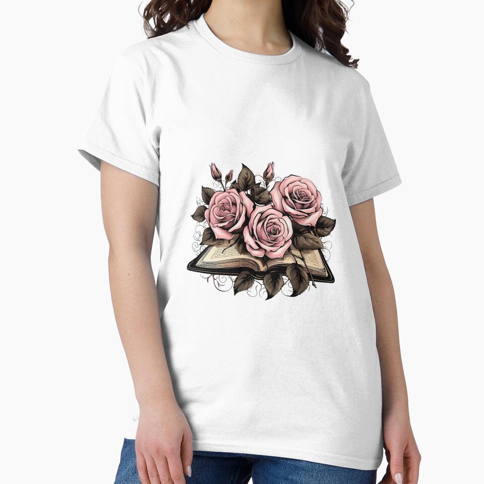 Book with Roses by CyprianCrafts T-Shirts, Hoodie, Sweatshirt | BlankRebels.com (Image 2)