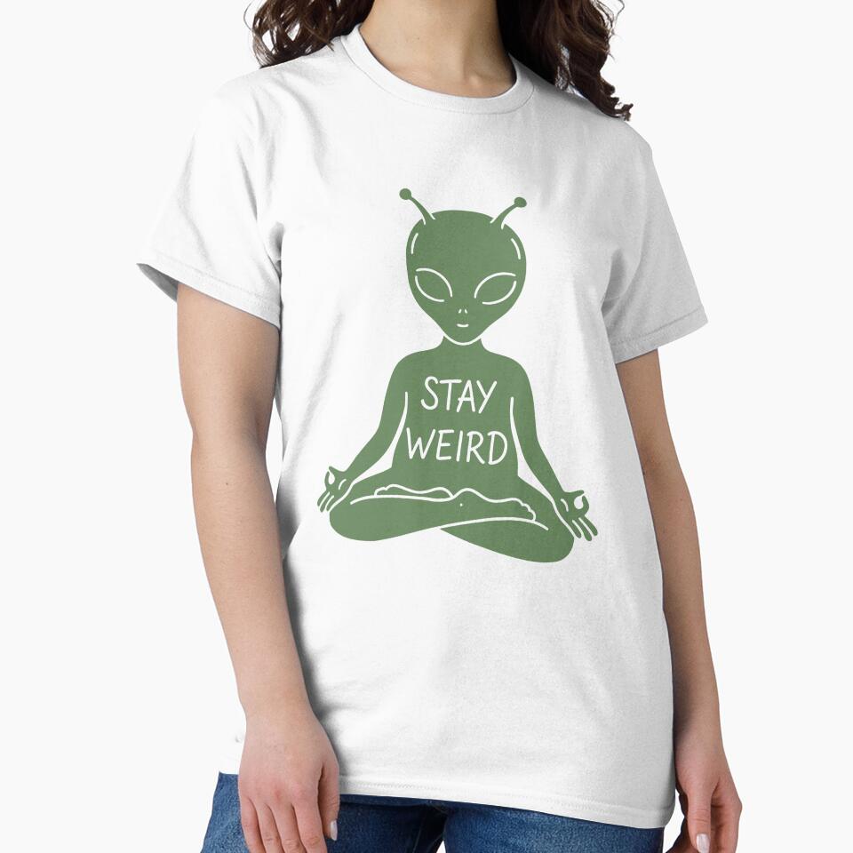 Stay Weird Alien Meditation Illustration by Senkov T-Shirts, Hoodie, Sweatshirt | BlankRebels.com (Image 2)