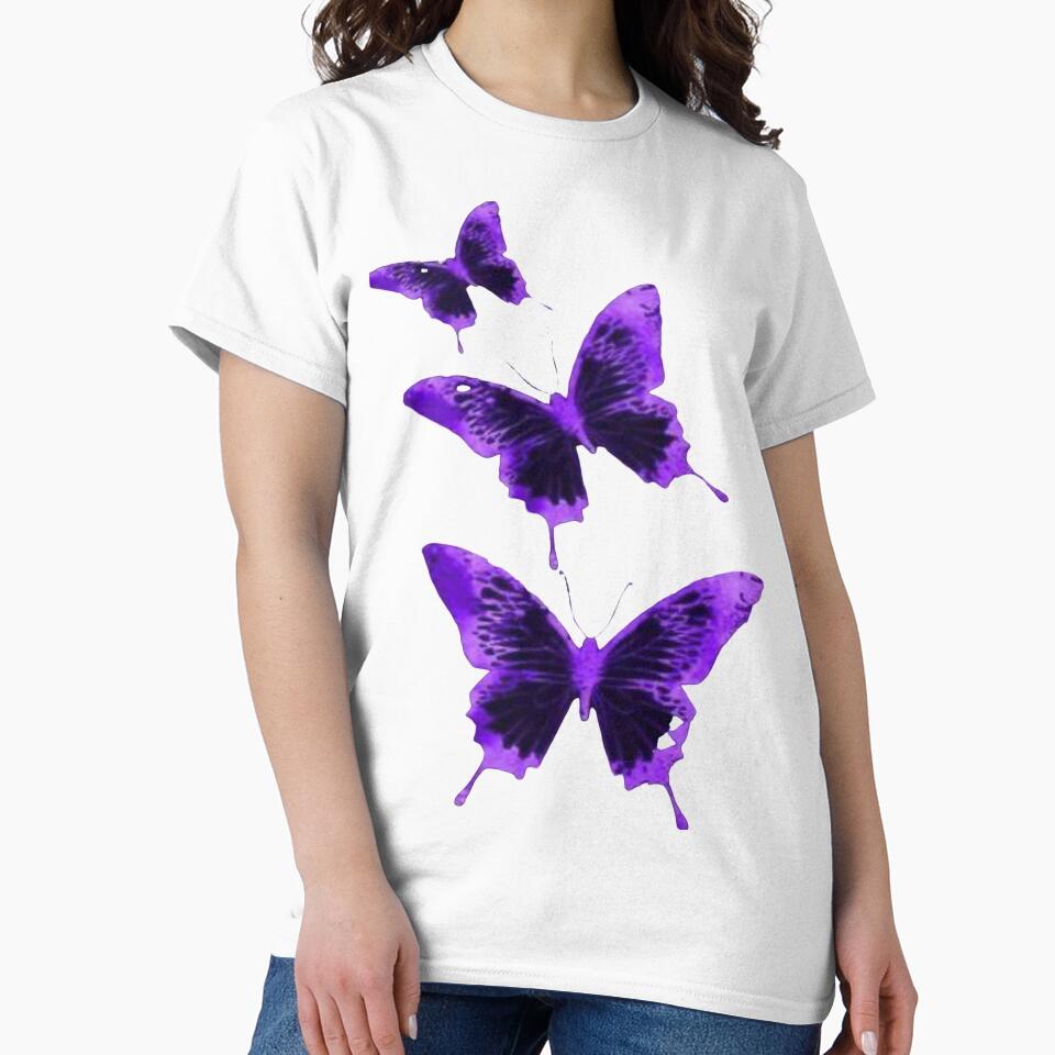 purple vintage butterflies design by hannahhamo T-Shirts, Hoodie, Sweatshirt | BlankRebels.com (Image 2)