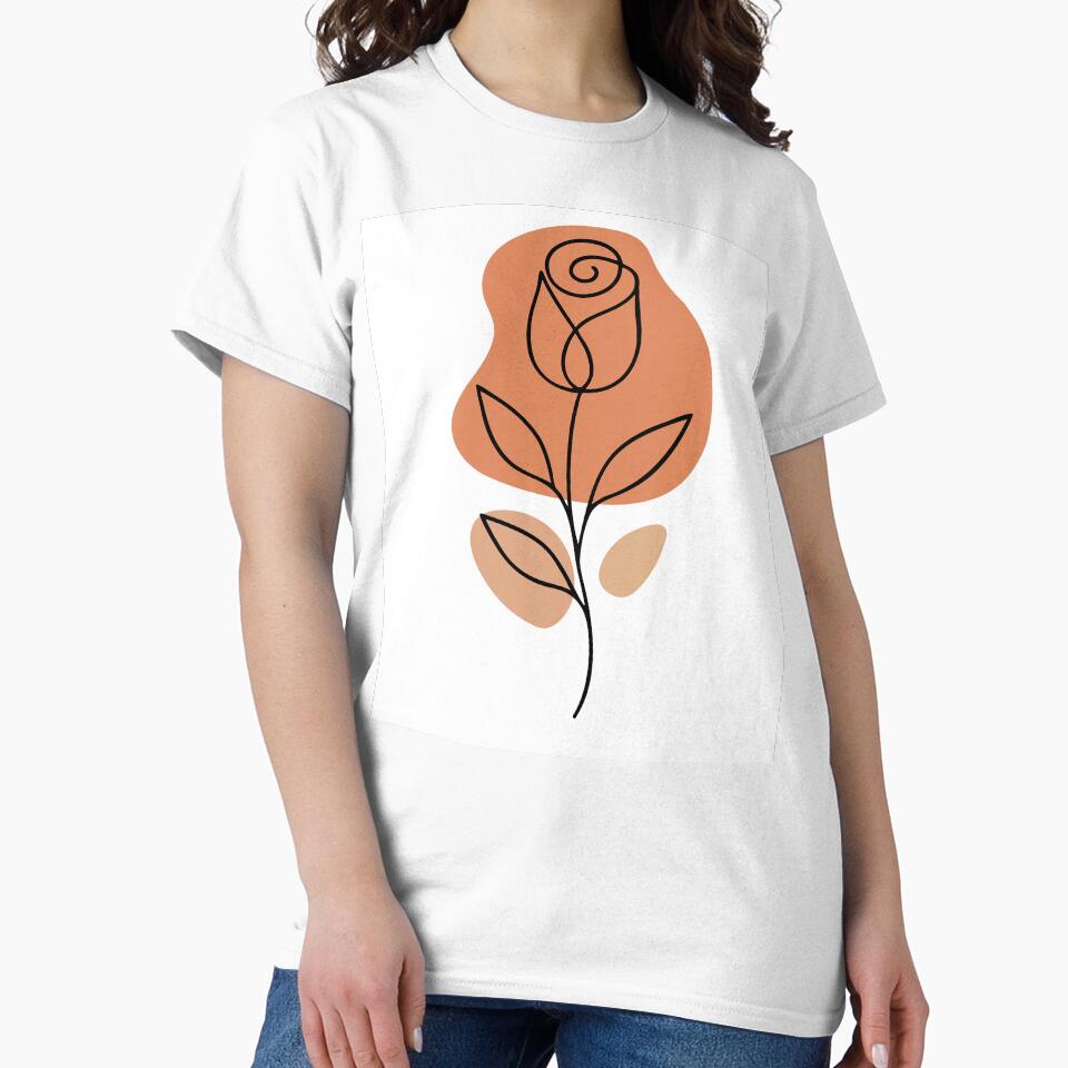 Boho Botanical Terracotta Rose Minimalist Contemporary Line Art by DEC02
