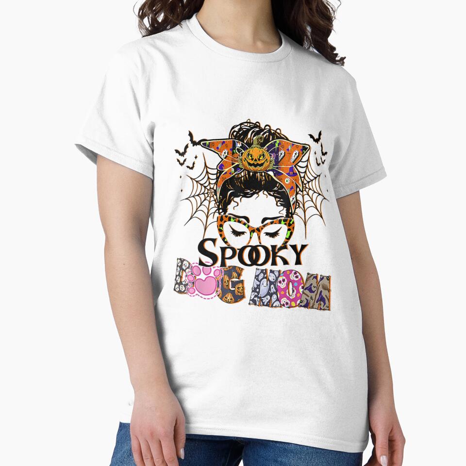 Halloween Costume Messy Bun Spooky Dog Mom Lovers Mother by Jonahjimenez T-Shirts, Hoodie, Sweatshirt (Image 2)