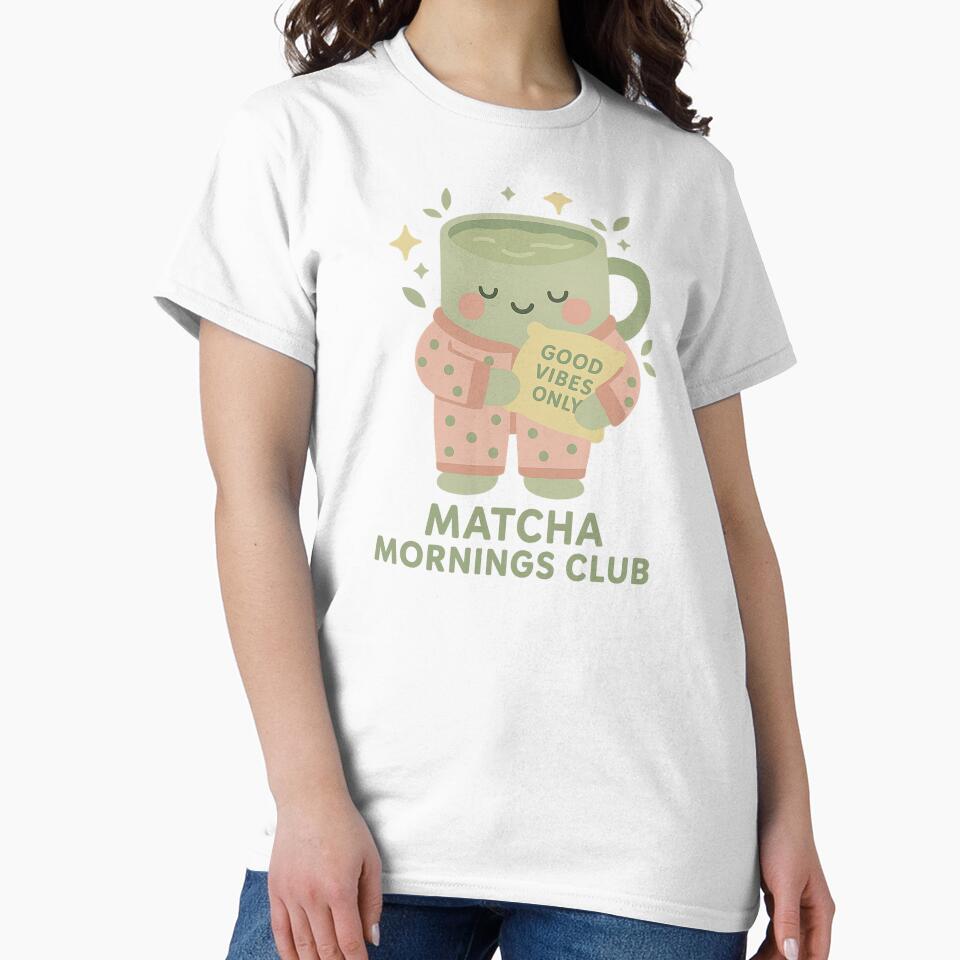 Cute Matcha Latte in Pajamas – Cozy Matcha Mornings Club Art by densh-media T-Shirts, Hoodie, Sweatshirt (Image 2)
