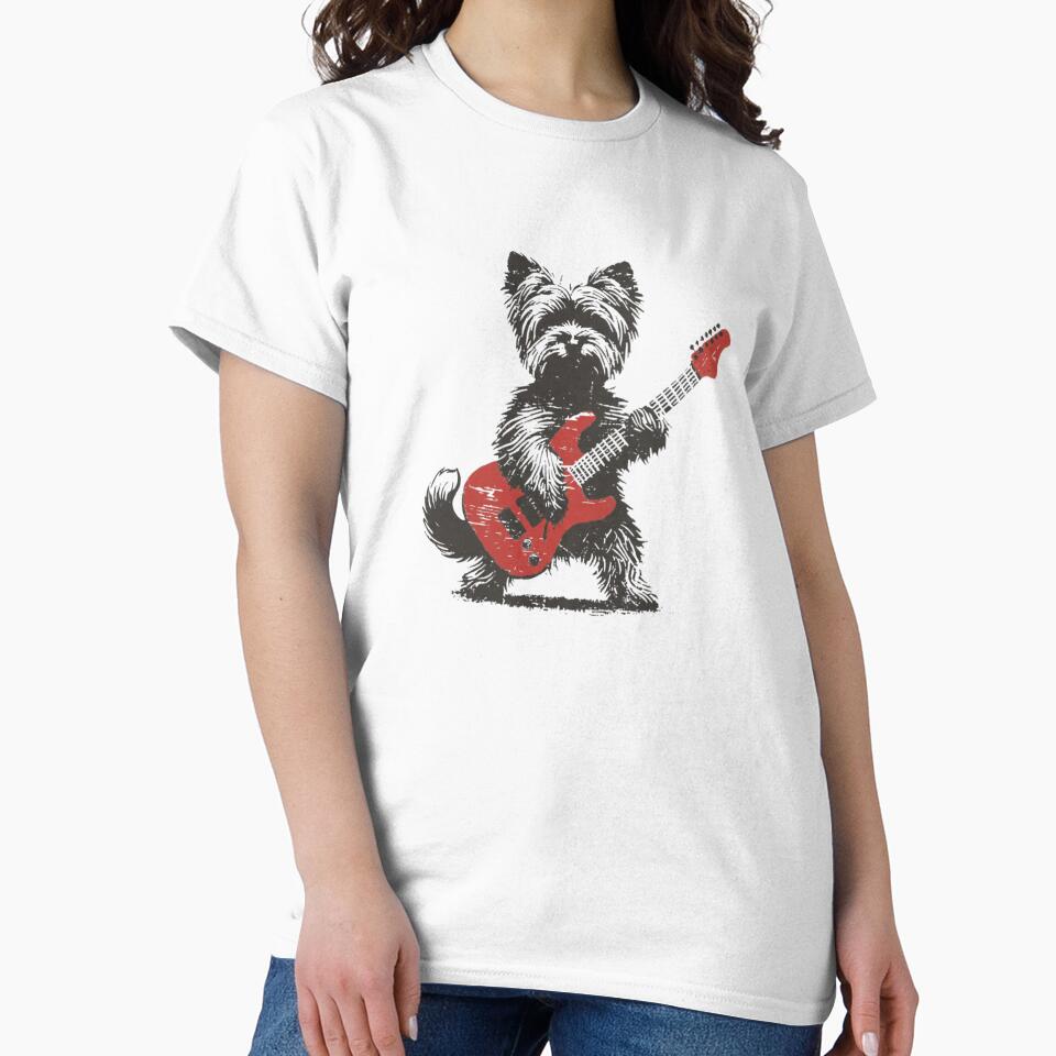 Rock Yorkshire Terrier Guitarist by salmzouriart T-Shirts, Hoodie, Sweatshirt | BlankRebels.com (Image 2)