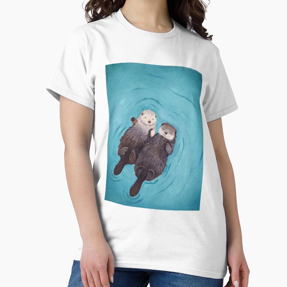 Otterly Romantic - The Official Otters Holding Hands by wguineapigsfly T-Shirts, Hoodie, Sweatshirt (Image 2)
