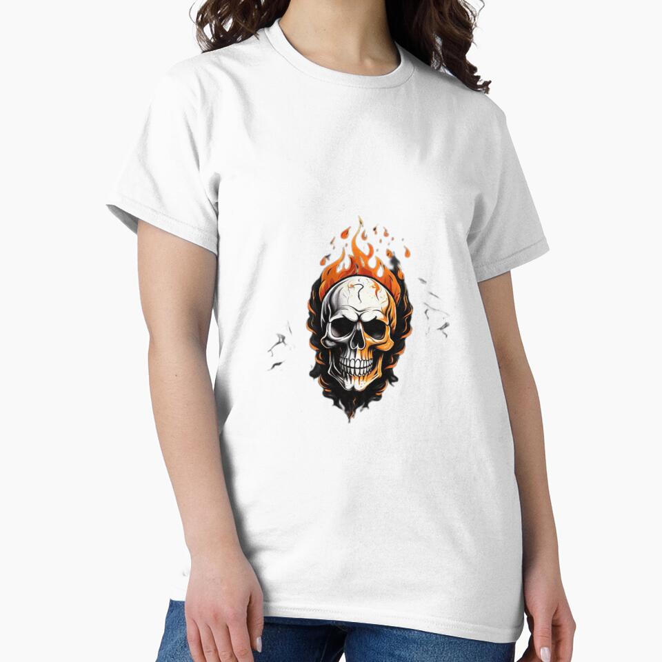 Burning Skull T-Shirt - Flaming Skull Graphic Tee by HiveMechs
