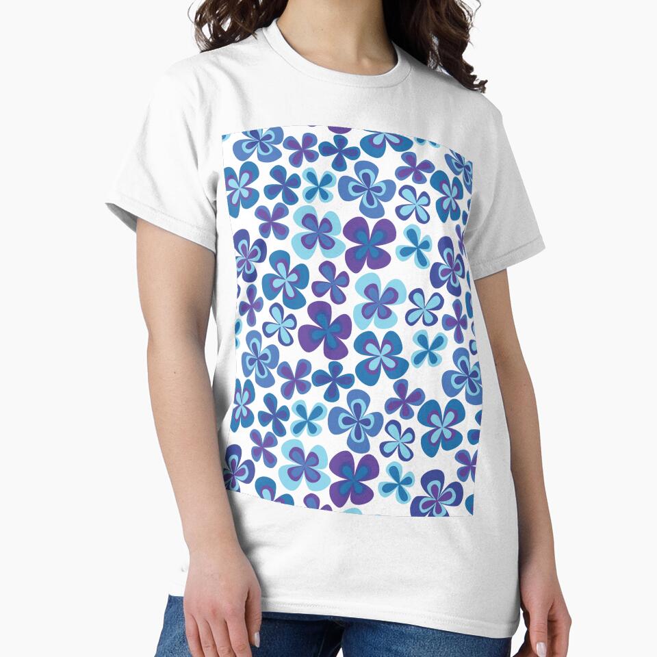Pastel Blue and Purple 90s 2000s y2k Cute Flower Pattern by blomastudios T-Shirts, Hoodie, Sweatshirt (Image 2)