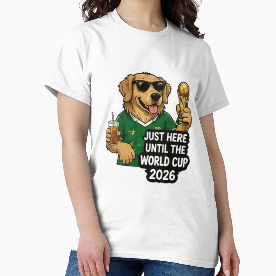 Just Here Until the World Cup 2026 Funny Dog Football by Pixanova