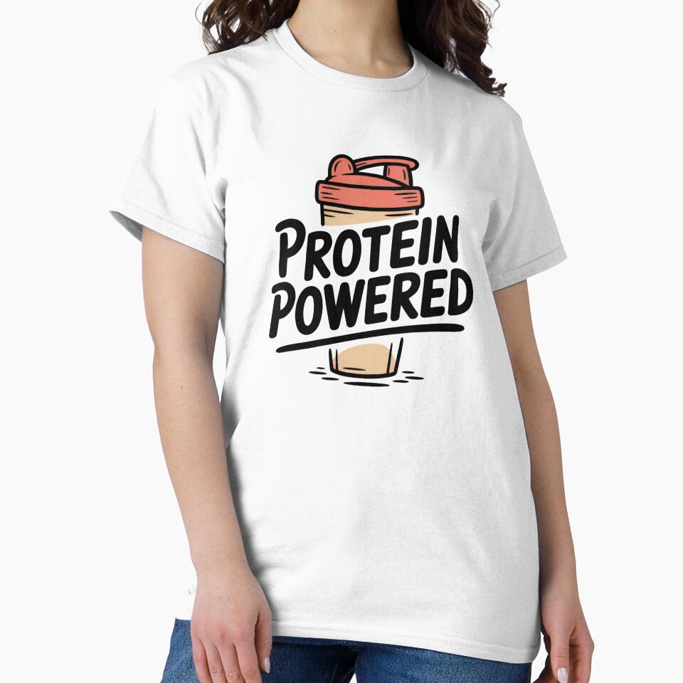Protein Powered – Minimal Retro Hand-Drawn Gym Nutrition by Vintage Shapes T-Shirts, Hoodie, Sweatshirt (Image 2)
