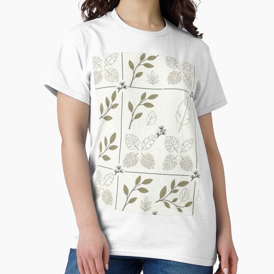 Minimal Green Botanical Leaves Seamless Pattern | Japandi Aesthetic by FashioonTrends T-Shirts, Hoodie, Sweatshirt (Image 2)