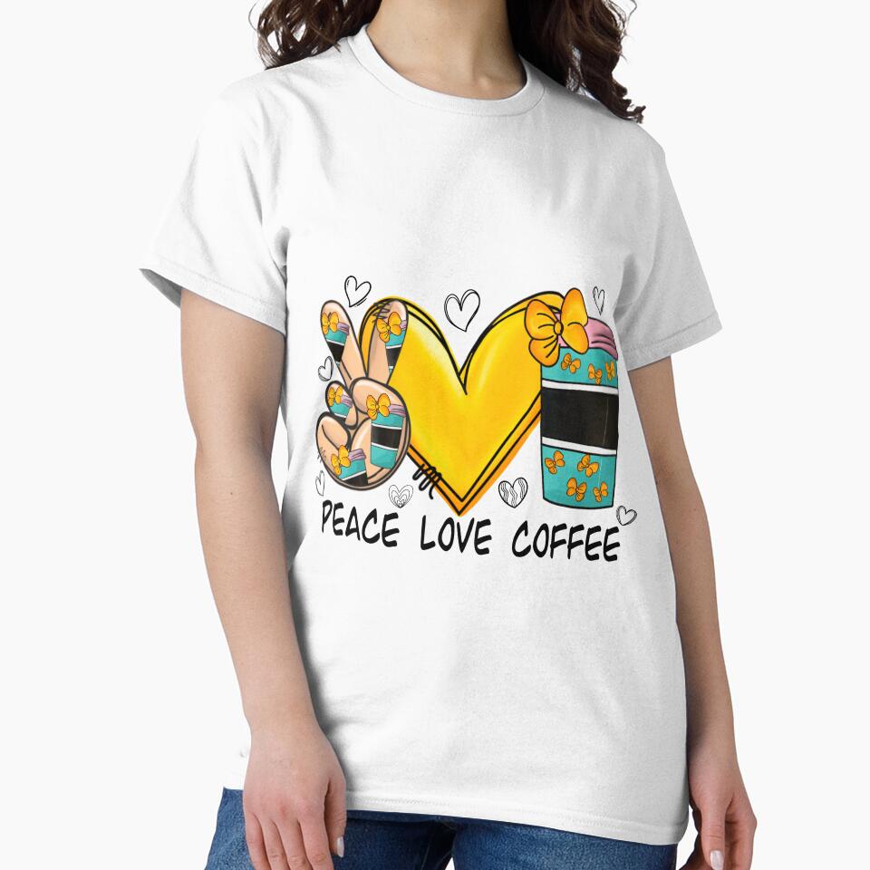 Colorful "Peace Love Coffee" Ornament for Coffee Lovers by Magnuna