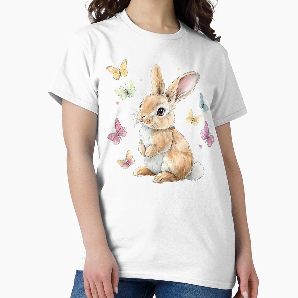 Cute Easter Bunny Rabbit Butterfly T Shirt by balidirectly201
