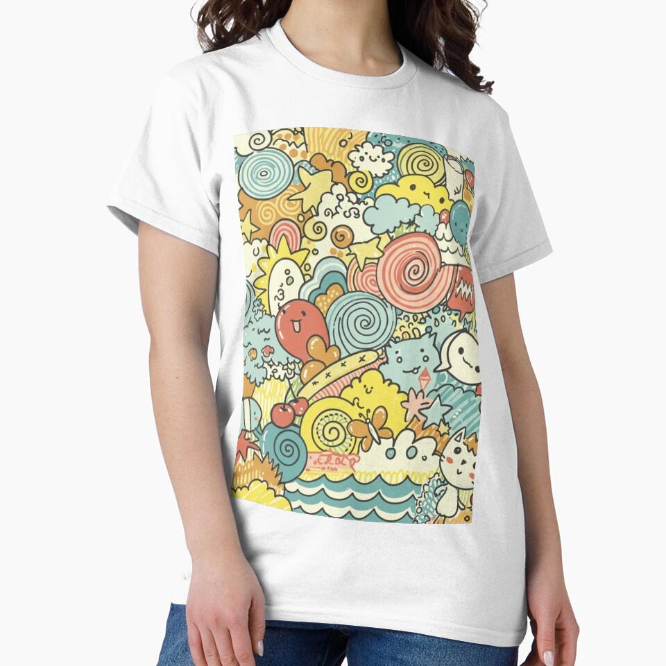 whimsical cartoon suns, stars, and abstract shapes classic pillow cover by anandsiva2703 T-Shirts, Hoodie,... (Image 2)