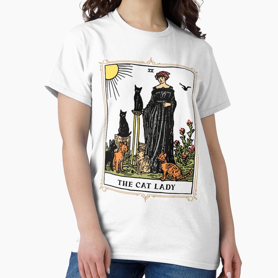 The Cat Lady Tarot Card, Vintage Gothic Cat Women Cat Mom T-Shirt by Wear the Art Hoodie, Sweatshirt (Image 2)
