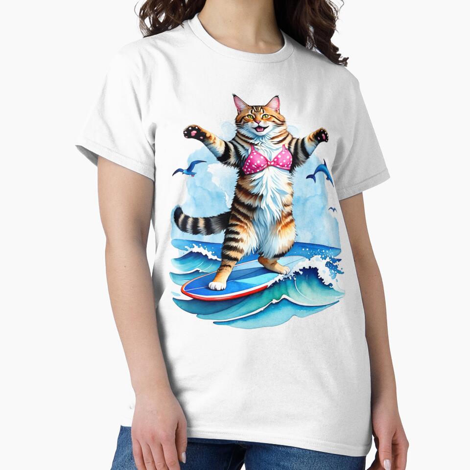 Surfing Cat T-Shirt by Graphitti Squad Hoodie, Sweatshirt | BlankRebels.com (Image 2)