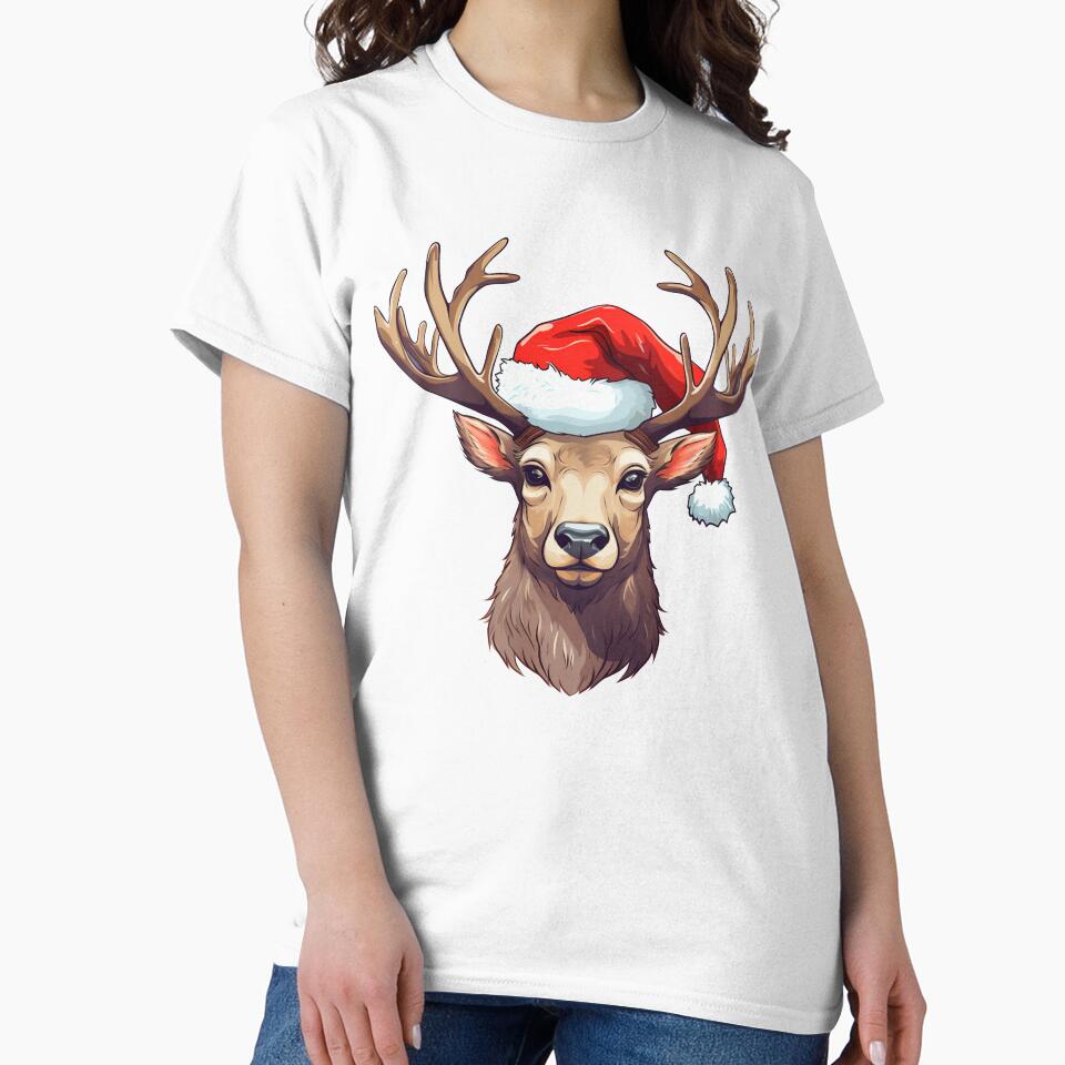 Adorable Christmas Reindeer donning a Santa Claus hat by MOA-trends