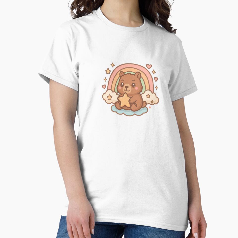 Kawaii Capybara with Star on Rainbow Cloud – Cute Pastel Animal Art by Steinart T-Shirts, Hoodie, Sweatshirt (Image 2)