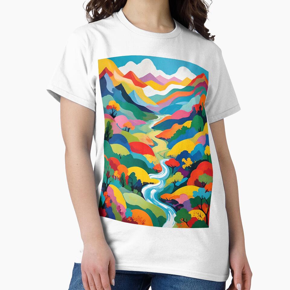 Colorful Abstract Mountain Valley Art by Esterlane T-Shirts, Hoodie, Sweatshirt | BlankRebels.com (Image 2)