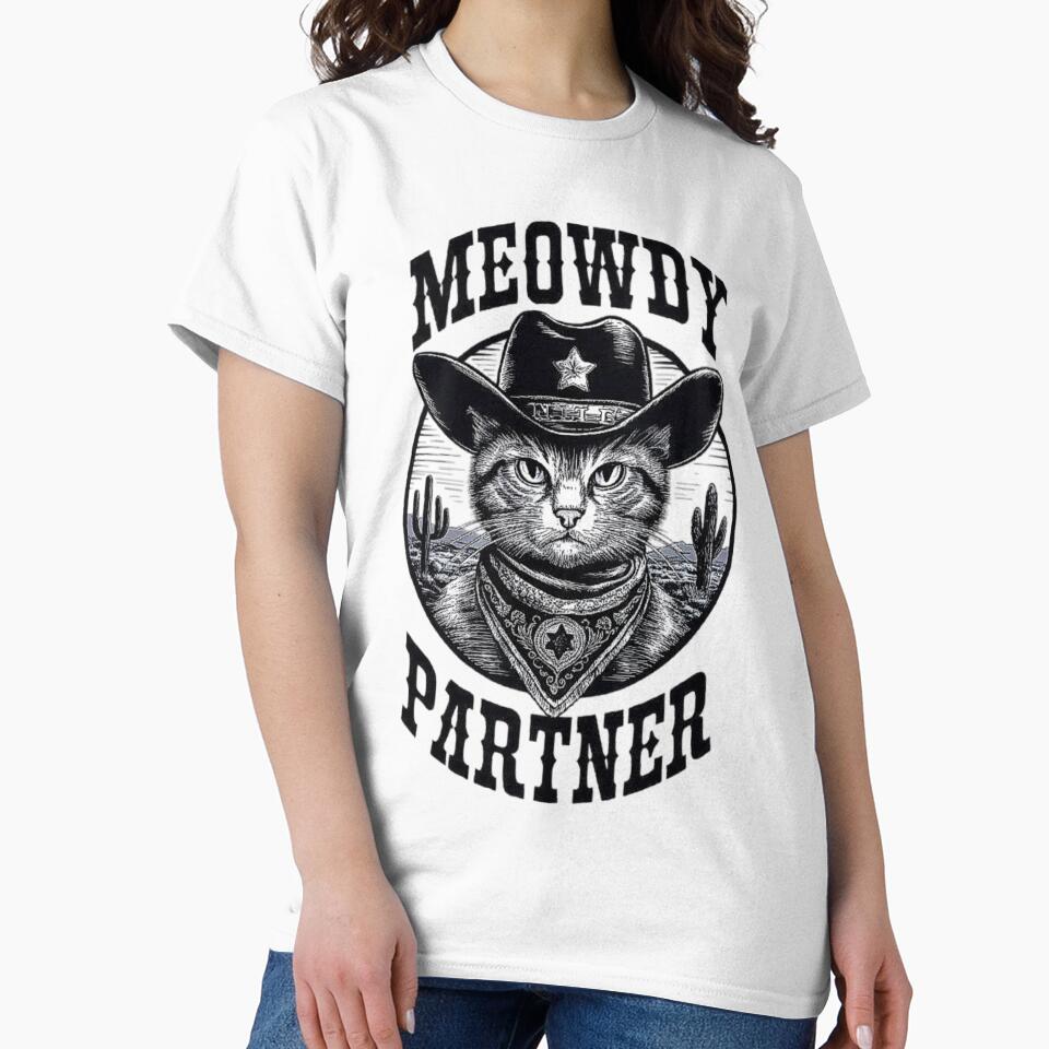 Cowboy Cat Art - Meowdy Partner Western Theme Cat Illustration by love3617 T-Shirts, Hoodie, Sweatshirt (Image 2)