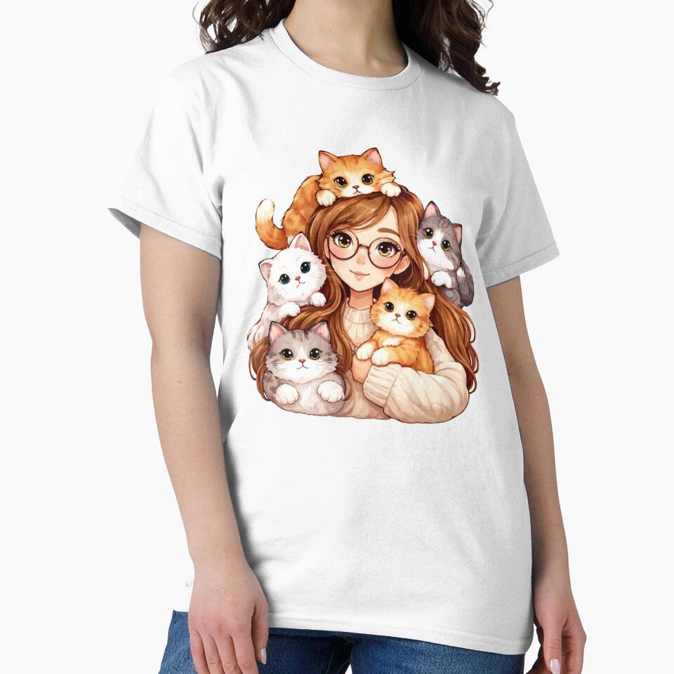Girl and Cats - True Cat Lover by Myra365Art T-Shirts, Hoodie, Sweatshirt | BlankRebels.com (Image 2)