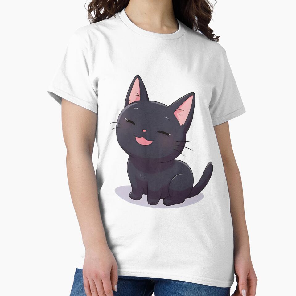 Smiling Black Cat – Cute Kawaii Halloween Kitty by Dream Magic Co T-Shirts, Hoodie, Sweatshirt | BlankRebels.com (Image 2)