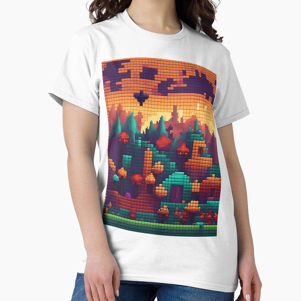 Pixelated Countryside Abstract Art T-Shirts, Hoodie, Sweatshirt