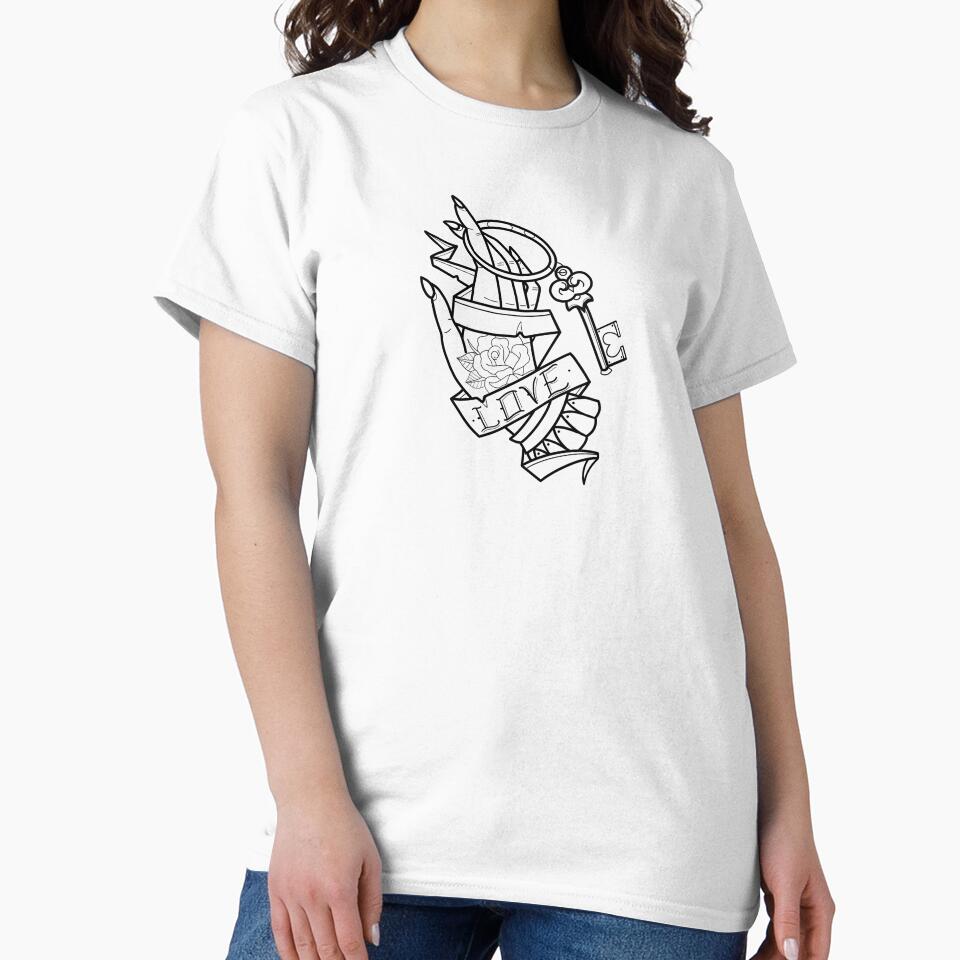 Love is the Key Hand Tattoo Style in Black by Thingamabobbidi T-Shirts, Hoodie, Sweatshirt | BlankRebels.com (Image 2)