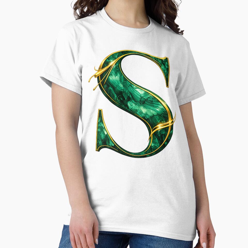 Emerald Malachite Letter S with Gold Accents by avinigav T-Shirts, Hoodie, Sweatshirt | BlankRebels.com (Image 2)