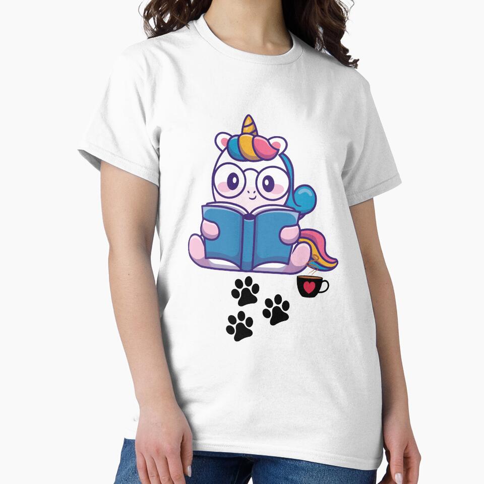 Unicorn Book And Coffee by All in One  Design