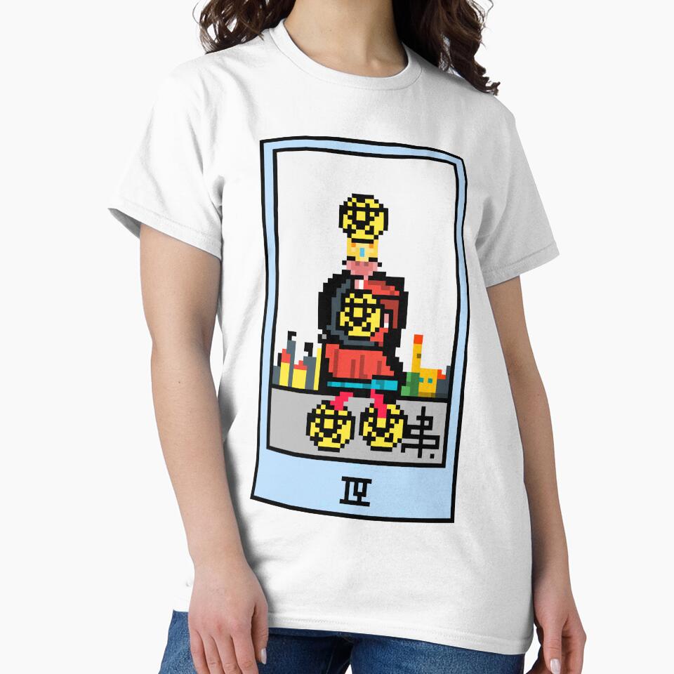 Wait Is This Pixel Art Tarot? Yellow Minor Arcana 'Four Pentacles' ( Stickers Other Accessories) T-Shirts, Hoodie, Sweatshirt