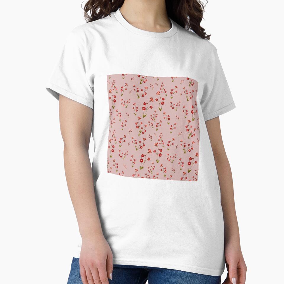 Flower red pink pattern a cute watercolor illustration by Yana Mustafina | Boho Soulful Designs
