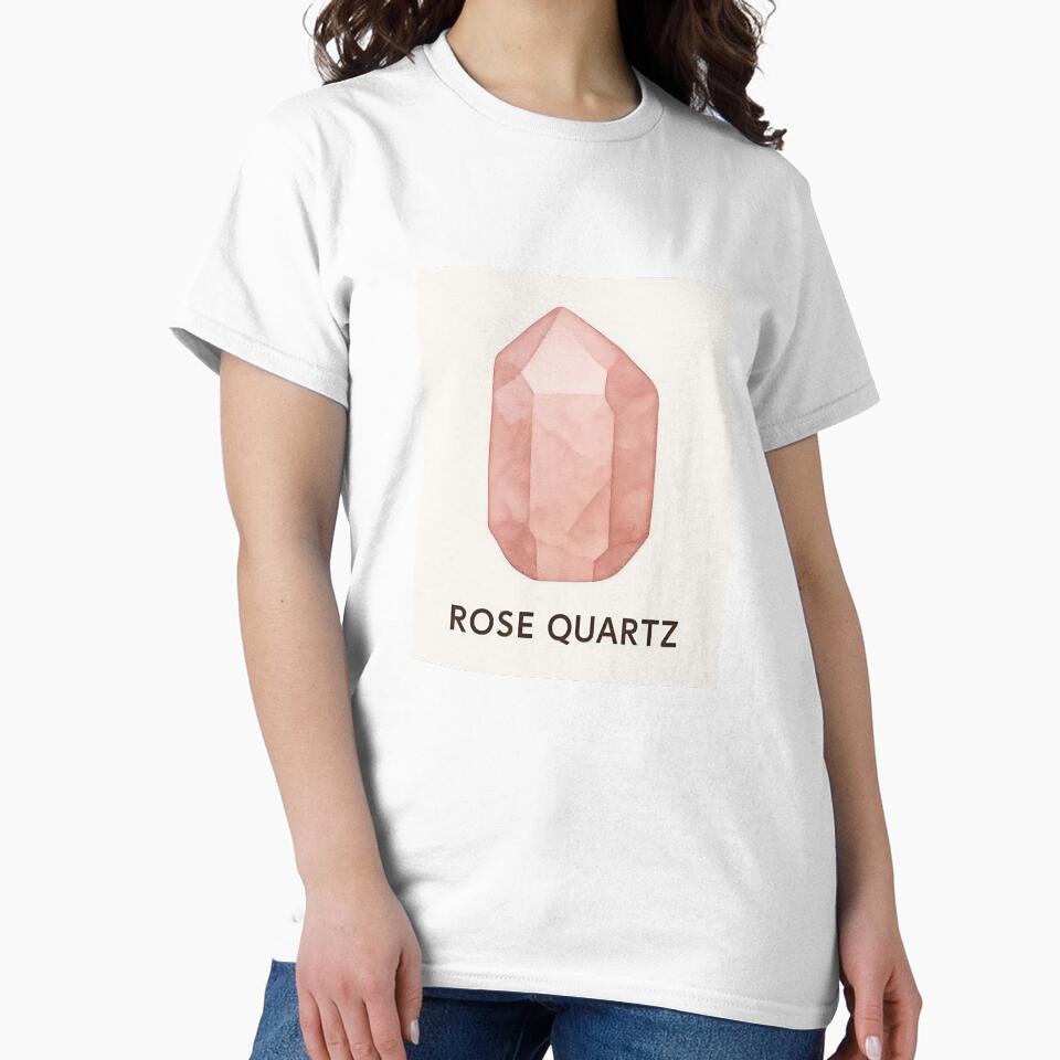 Rose Quartz Crystal – Minimalist Healing Gemstone Illustration by JuliJoy T-Shirts, Hoodie, Sweatshirt (Image 2)