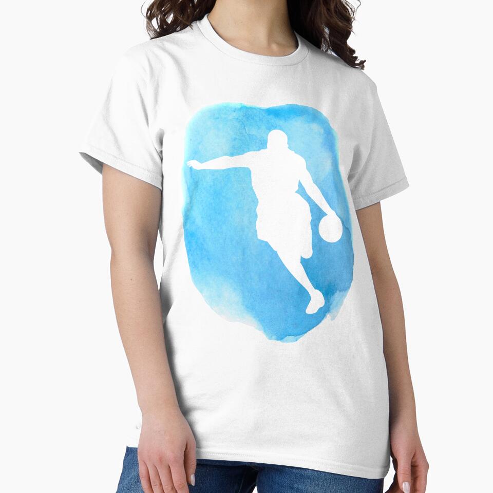 Basketball Girl Player Blue Watercolor by RaquelDeneth T-Shirts, Hoodie, Sweatshirt | BlankRebels.com (Image 2)