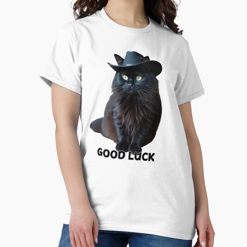 Cowboy cat with cowboy hat and Good Luck by GinnyGi T-Shirts, Hoodie, Sweatshirt | BlankRebels.com (Image 2)