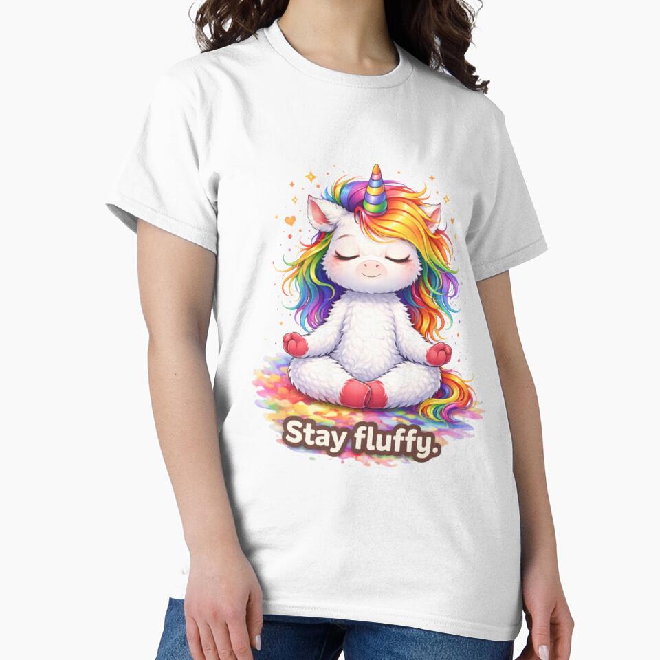 Stay fluffy. – Meditating Unicorn Design | Cute Selfcare & Yoga Unicorn Shirt by Tinosshop Hoodie, Sweatshirt (Image 2)