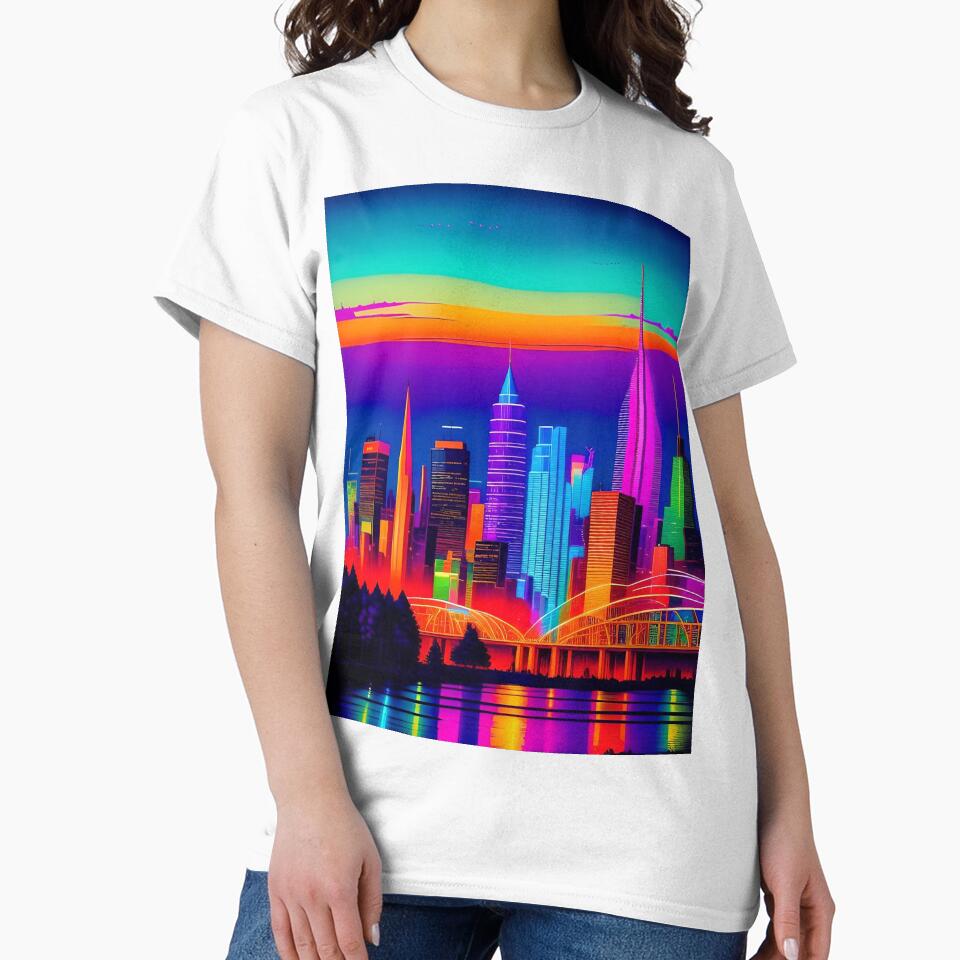 Large Colorful City Skyline Abstract Art by Esterlane T-Shirts, Hoodie, Sweatshirt | BlankRebels.com (Image 2)