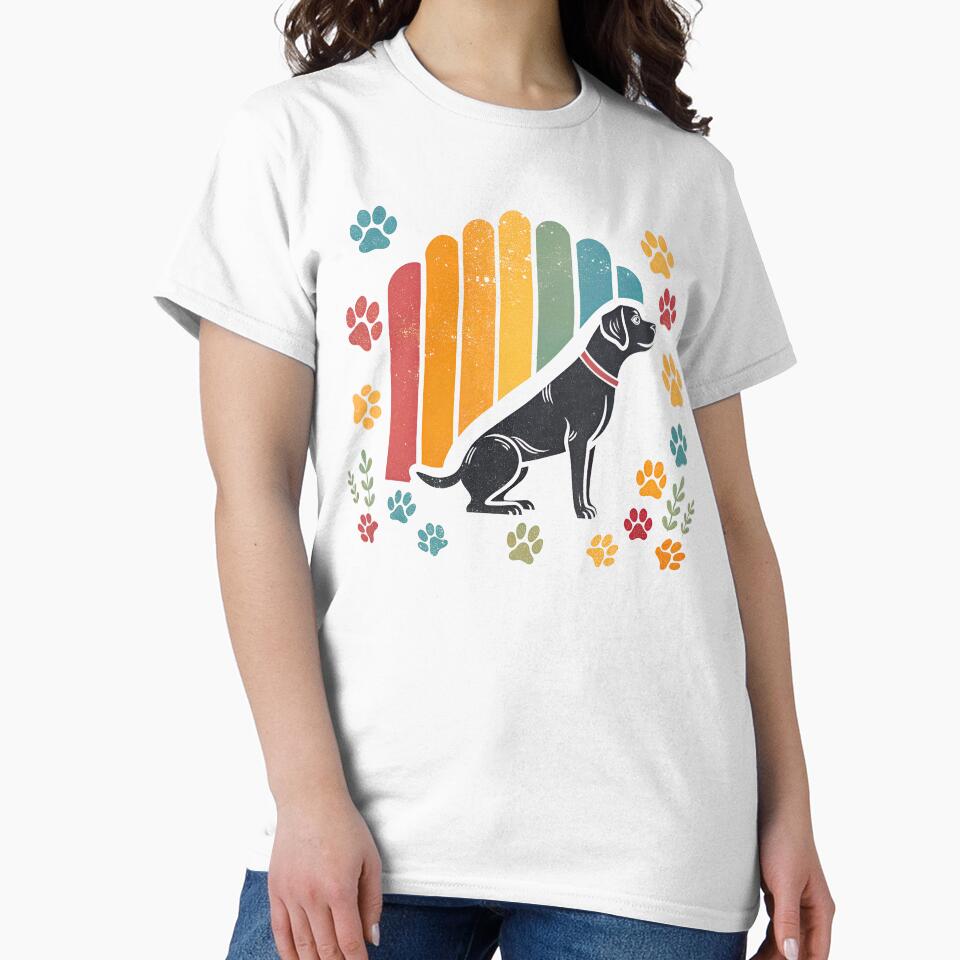 Vintage Dog Silhouette with Paw Prints – Retro Pet Lover Gift by fawzimorsy T-Shirts, Hoodie, Sweatshirt (Image 2)