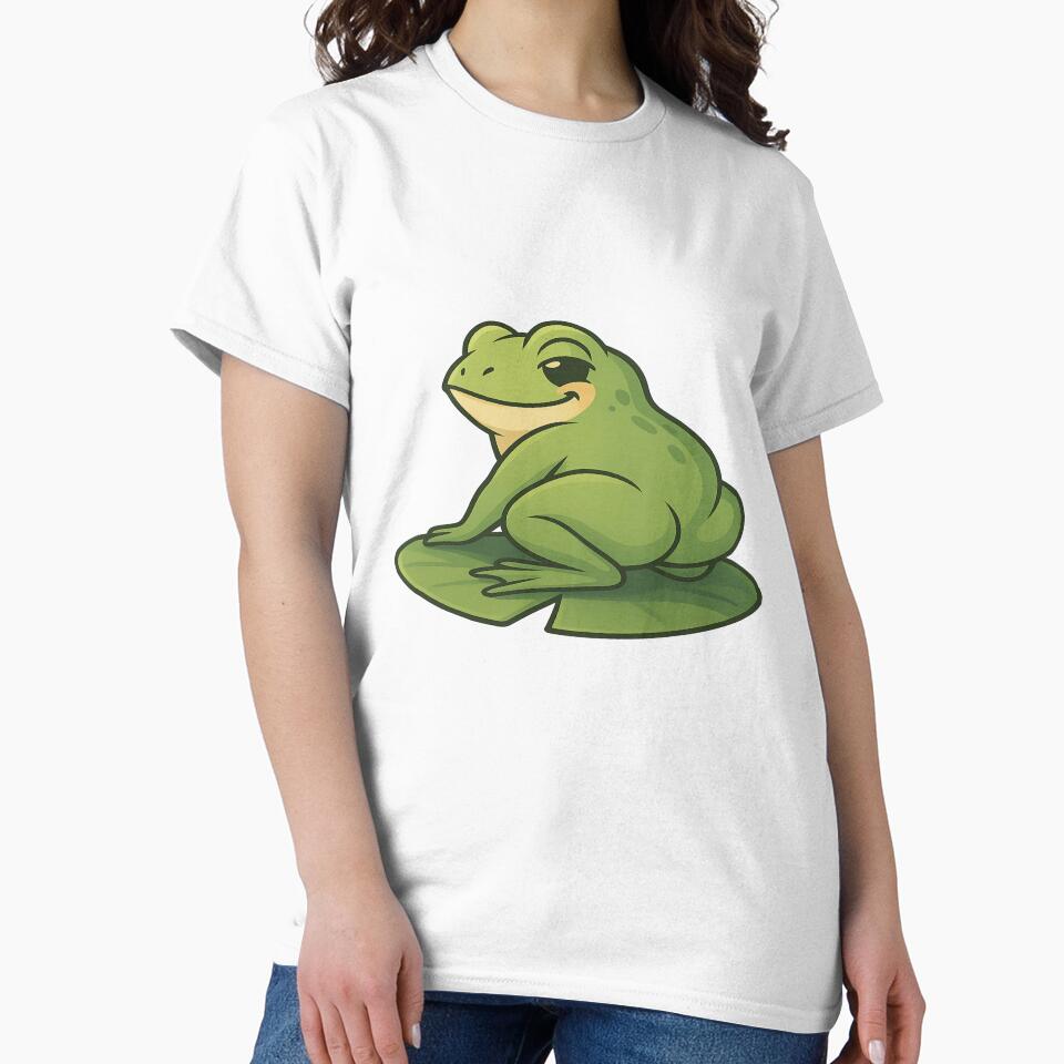 Smug Frog Meme Sticker – Funny Cute Cartoon Frog Butt Lily Pad T-Shirts, Hoodie, Sweatshirt