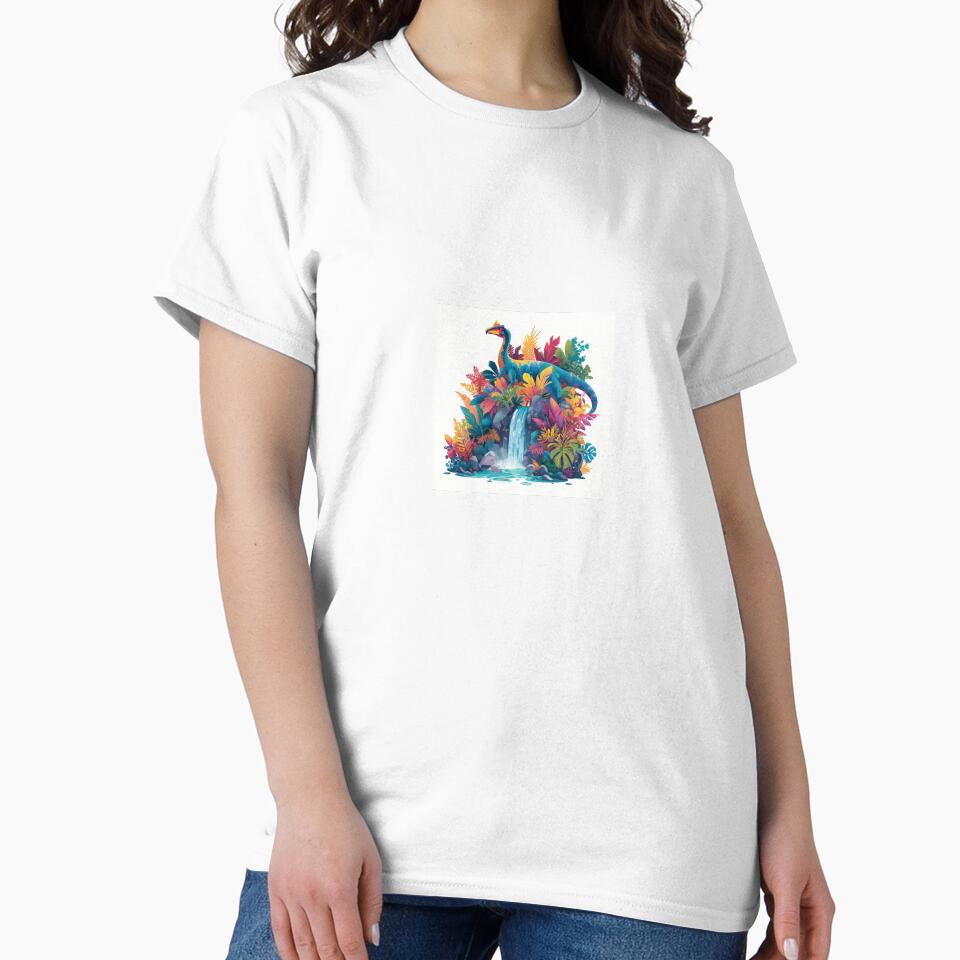 Parasaurolophus Overlooking Jungle Waterfall by Bambear T-Shirts, Hoodie, Sweatshirt | BlankRebels.com (Image 2)