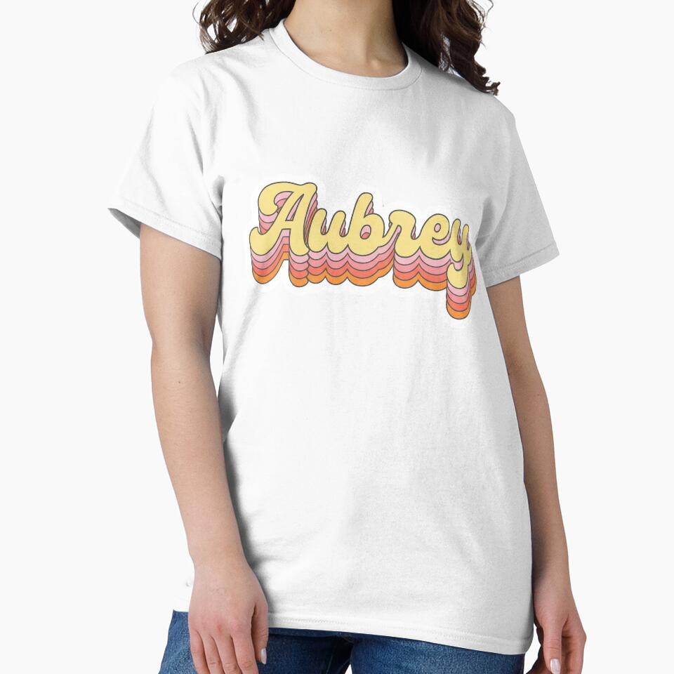 Aubrey Name - Retro Pastel Script Lettering with Layered 70s Style by BADGECRAFT STUDIO T-Shirts, Hoodie,... (Image 2)