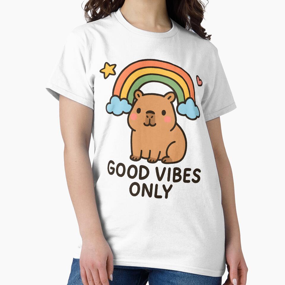 Good Vibes Only Cute Capybara Rainbow by Mikeb233 T-Shirts, Hoodie, Sweatshirt | BlankRebels.com (Image 2)