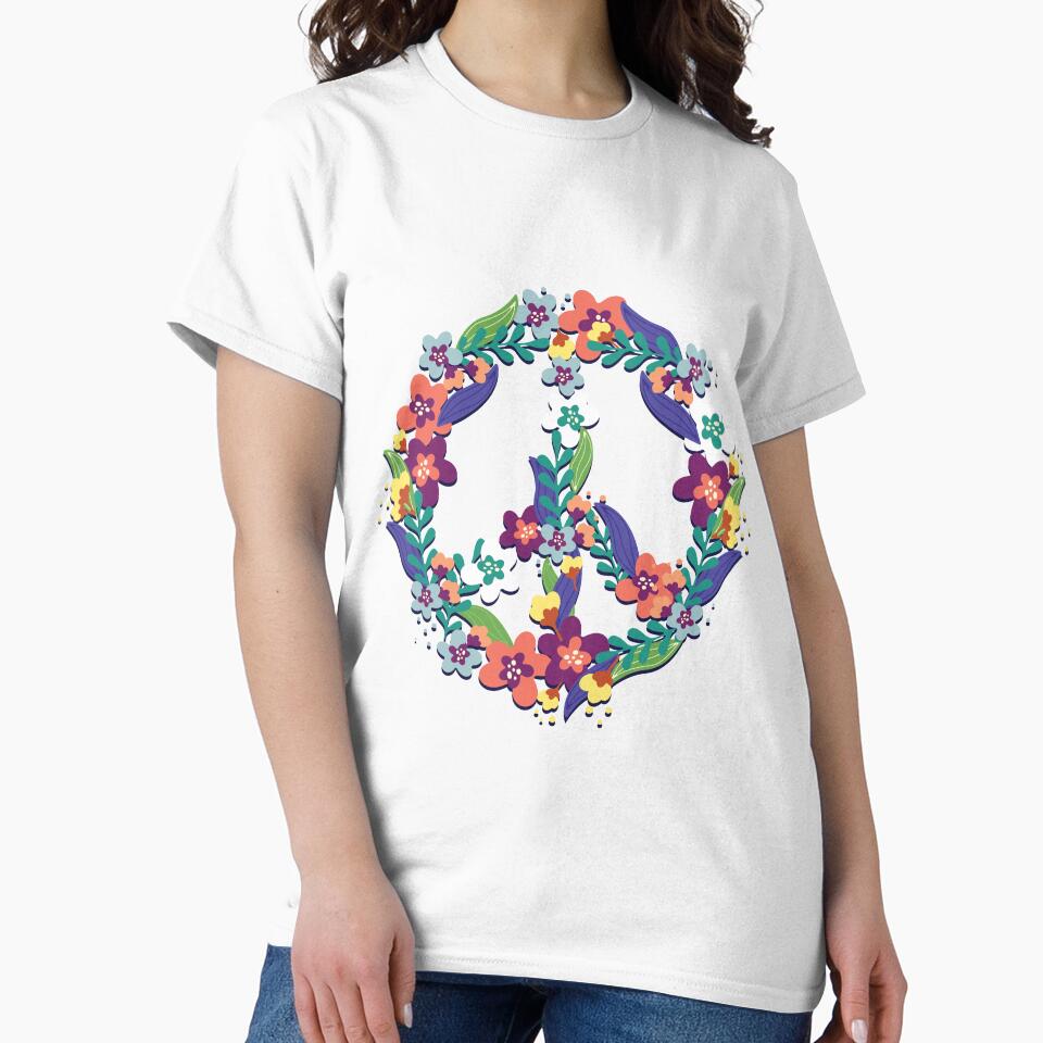 Hippie Peace Signs Floral by TheImperfecto T-Shirts, Hoodie, Sweatshirt | BlankRebels.com (Image 2)