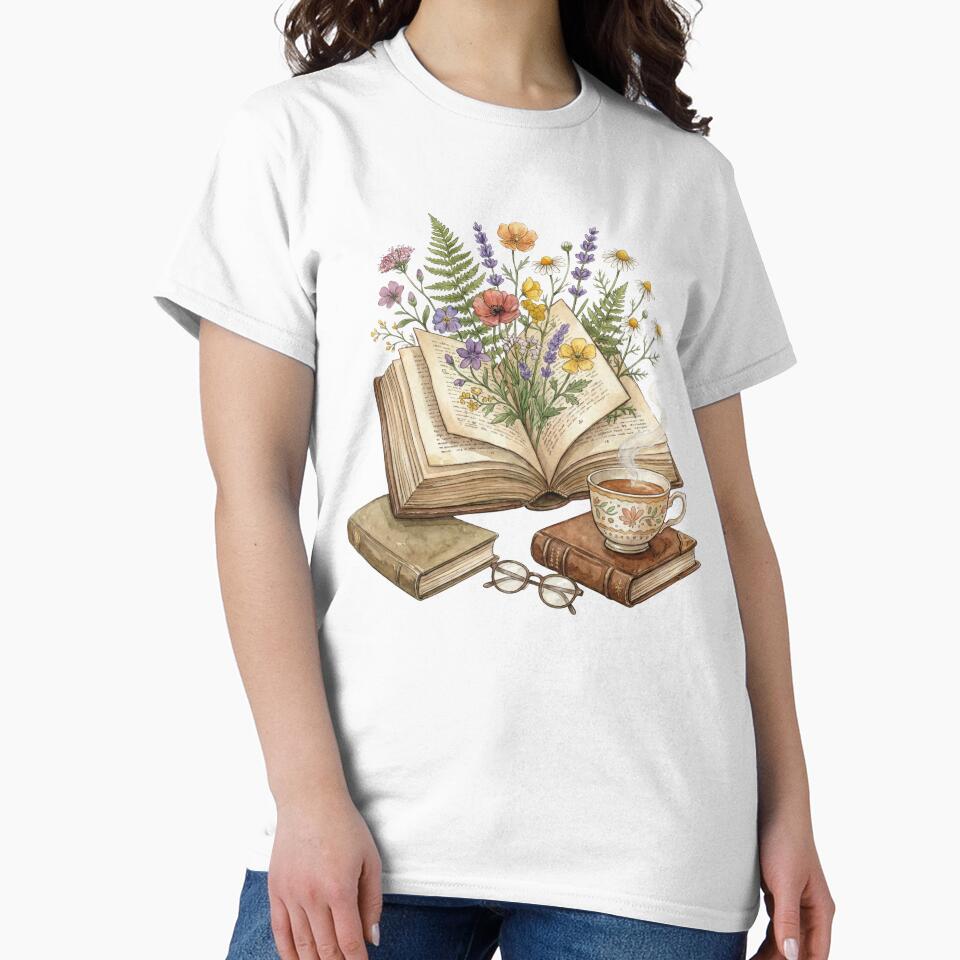 Cozy Vintage Books, Wildflowers & Tea Aesthetic by EverBranz-stor T-Shirts, Hoodie, Sweatshirt | BlankRebels.com (Image 2)