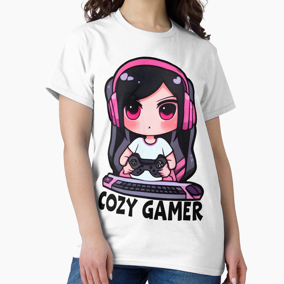 Cozy Gamer, White Color, Cool Kawaii Design, Video Games, Gamer Girl by Porcupine Tees ⭐⭐⭐⭐⭐